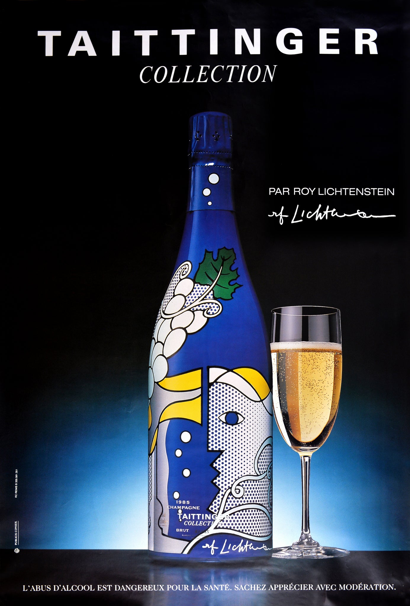 Affiche Publicitaire Champagne Taittinger Collection Par Roy Lichtenstein ,  1990