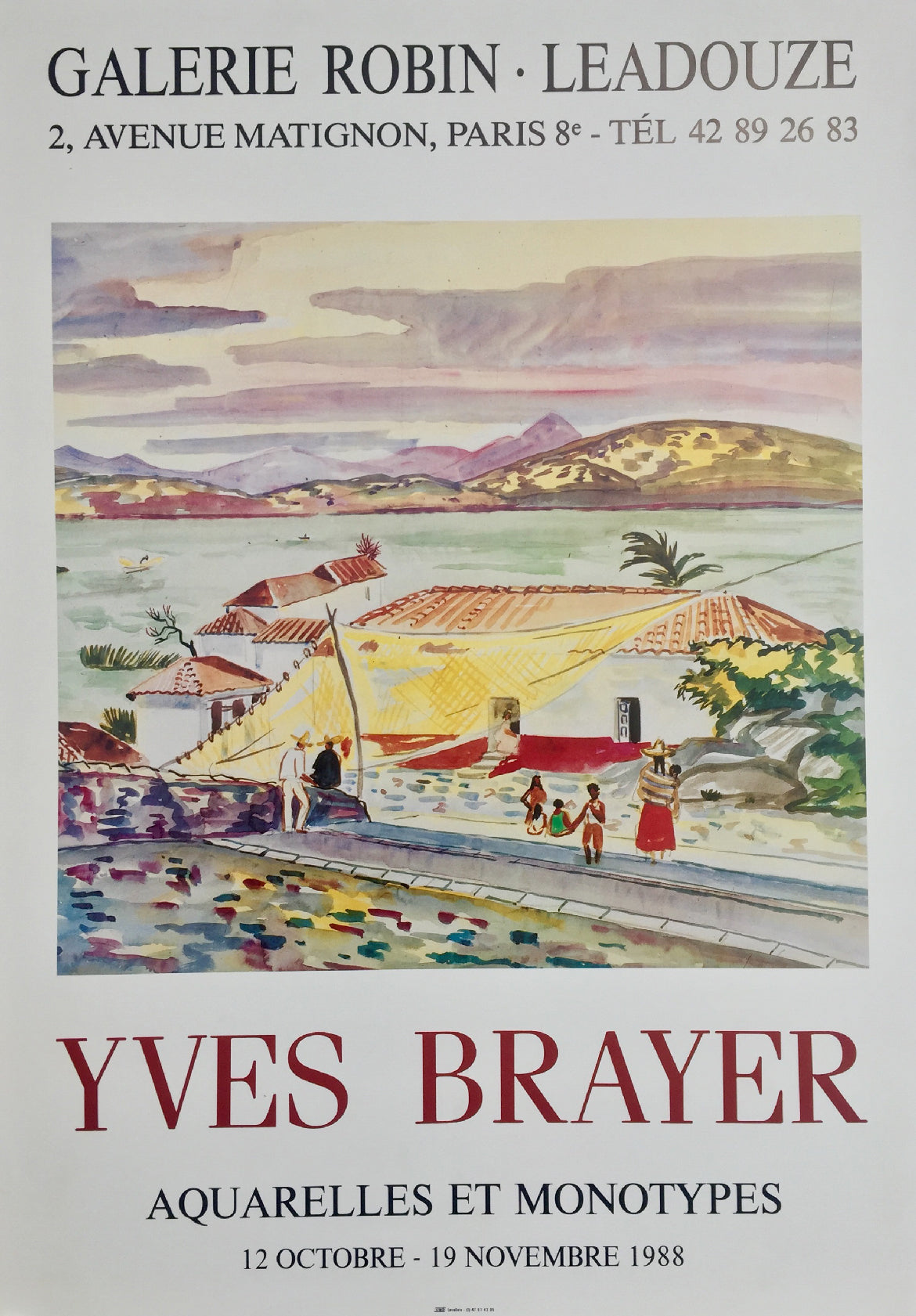 Affiche Originale Galerie Robin Leadouze Par Yves Brayer, 1988