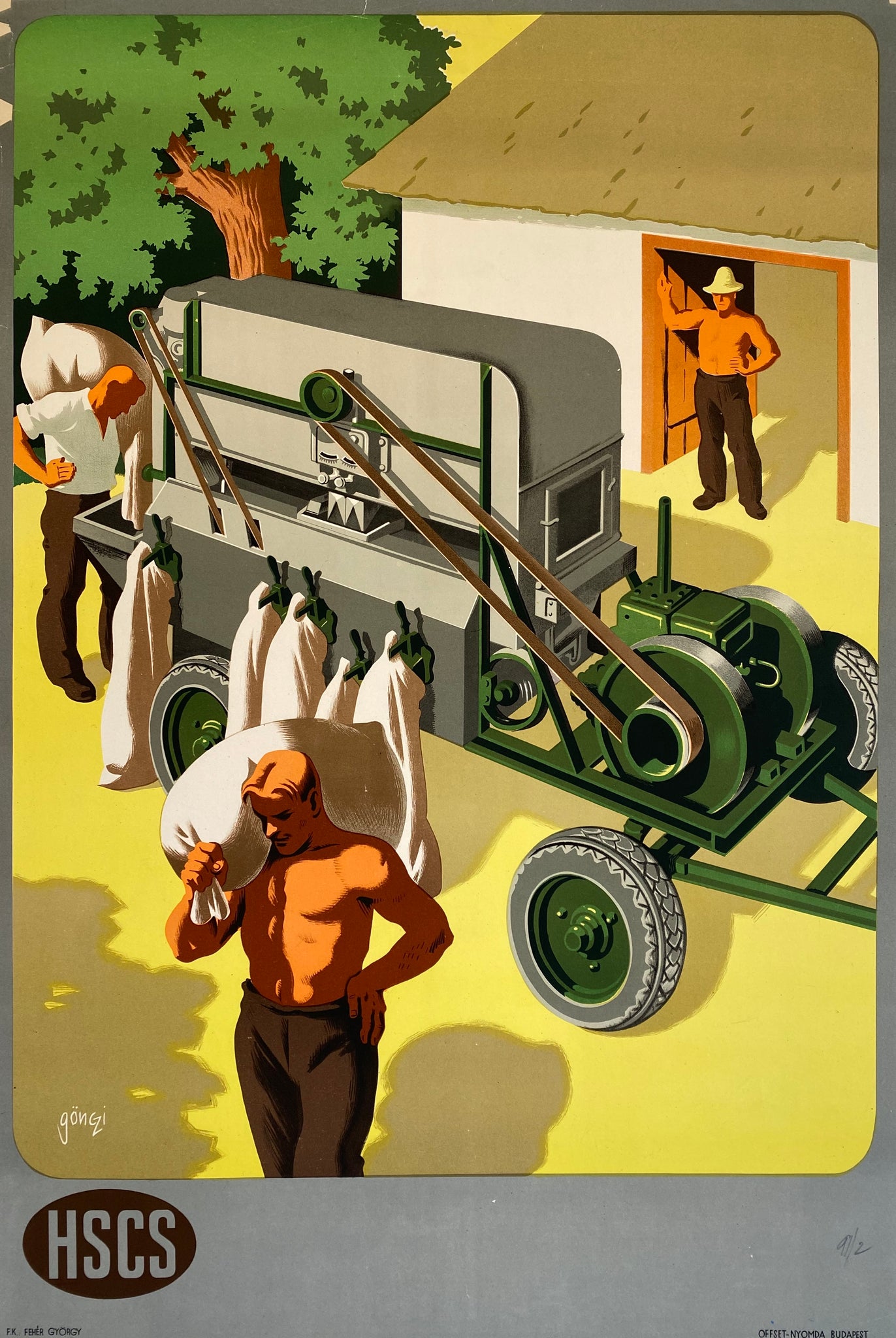 Affiche ancienne vintage HSCS Agriculture Par Gönczi, circa 1960