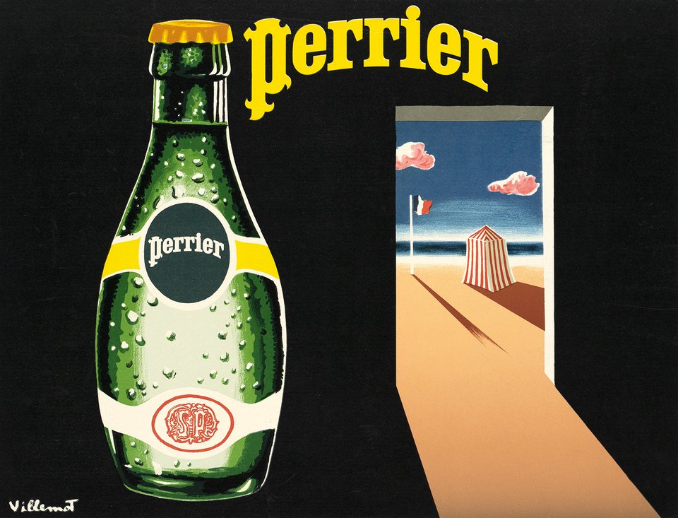 Affiche originale Perrier the beach Bernard Villemot, 1983