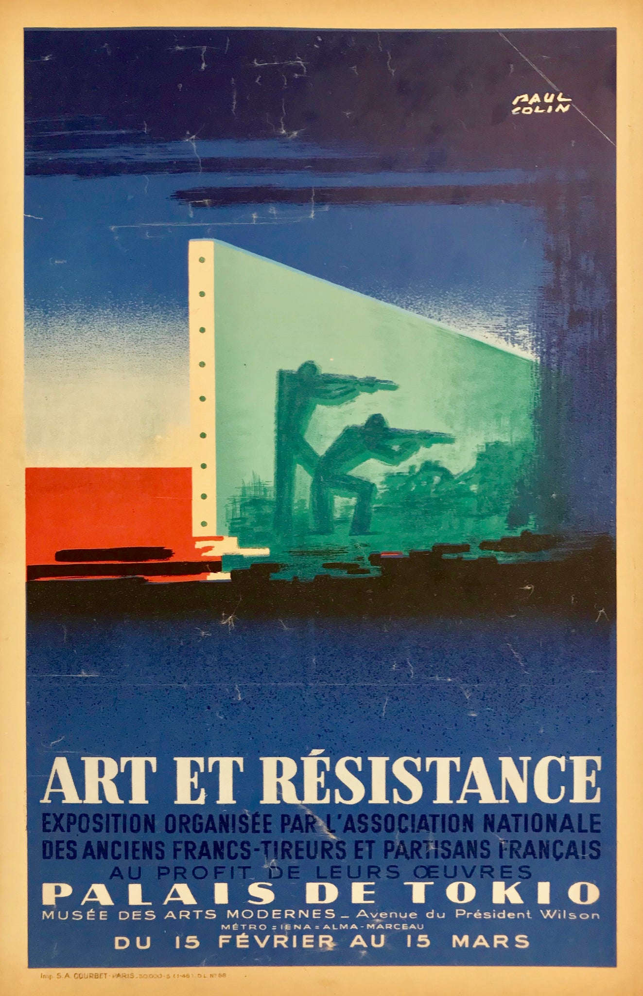 Affiche Ancienne Art et résistance - Palais de Tokio - Paul Colin 1946