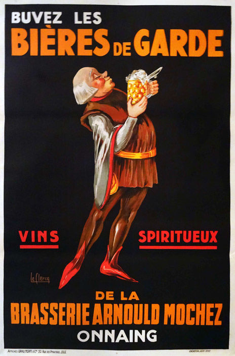 Affiche Vintage Buvez les bières de Garde - Vins Spiritueux  Par Leclercq, 1930