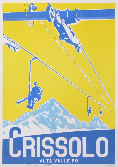 Affiche Ancienne Vintage Crissolo - Alta Valle Po Par Fabiano, 1947