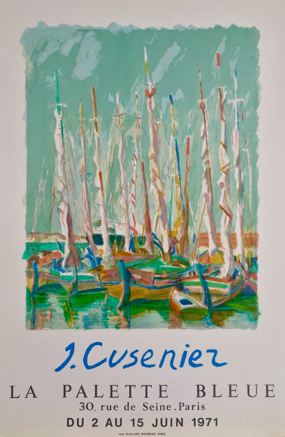 Affiche originale galerie La Palette Bleue J. Cusenier, 1971