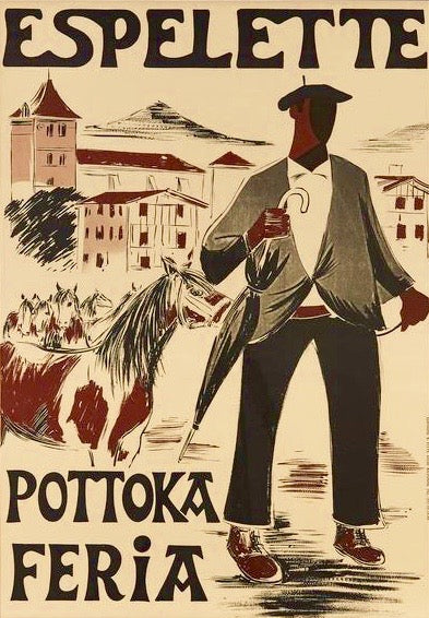 Affiche Ancienne Espelette, Pottoka Feria