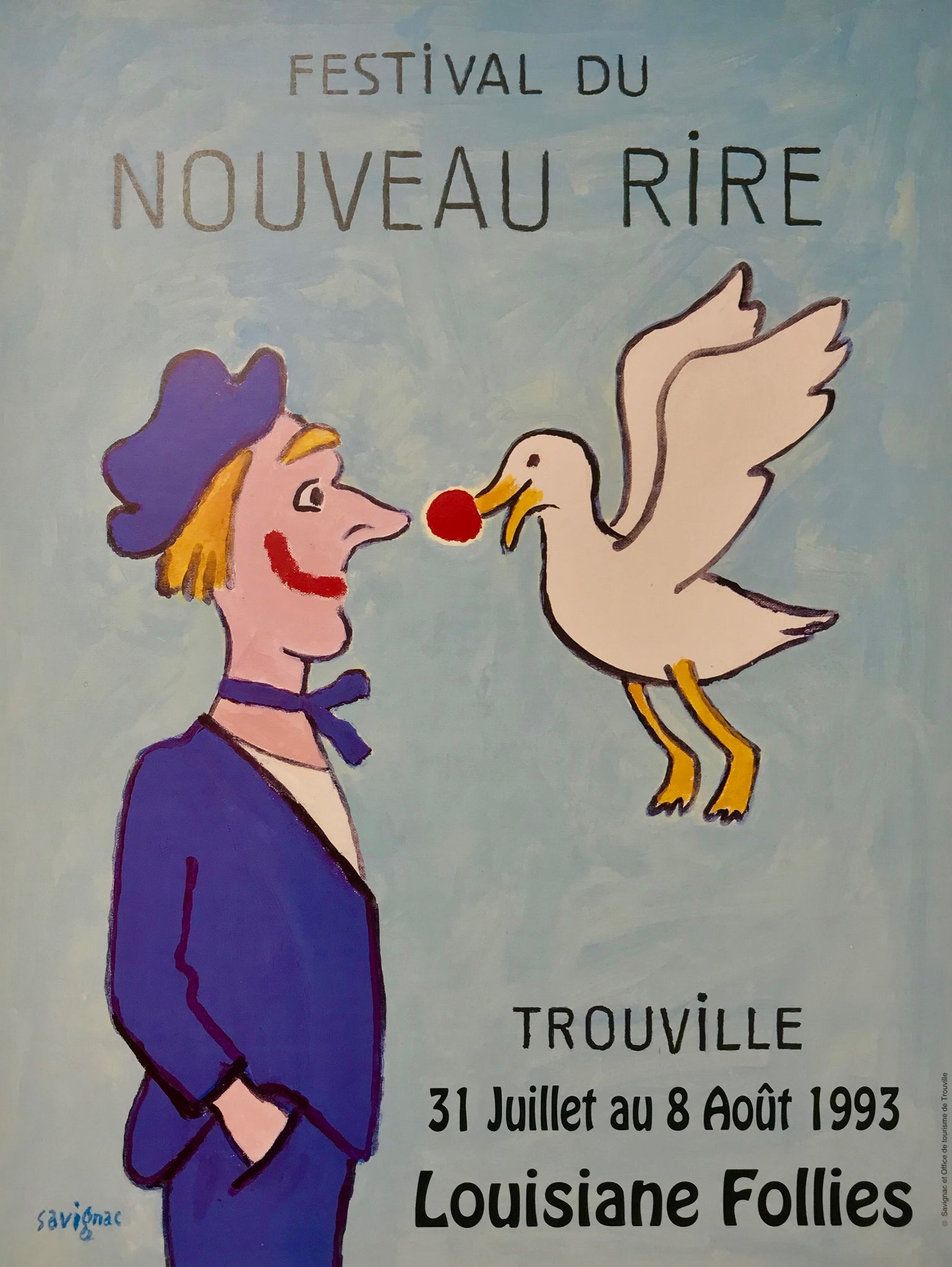 Affiche réalisée par Raymond Savignac à l'occasion du Festival du nouveau rire de Trouville du 31 Juillet au 8 Aout 1993