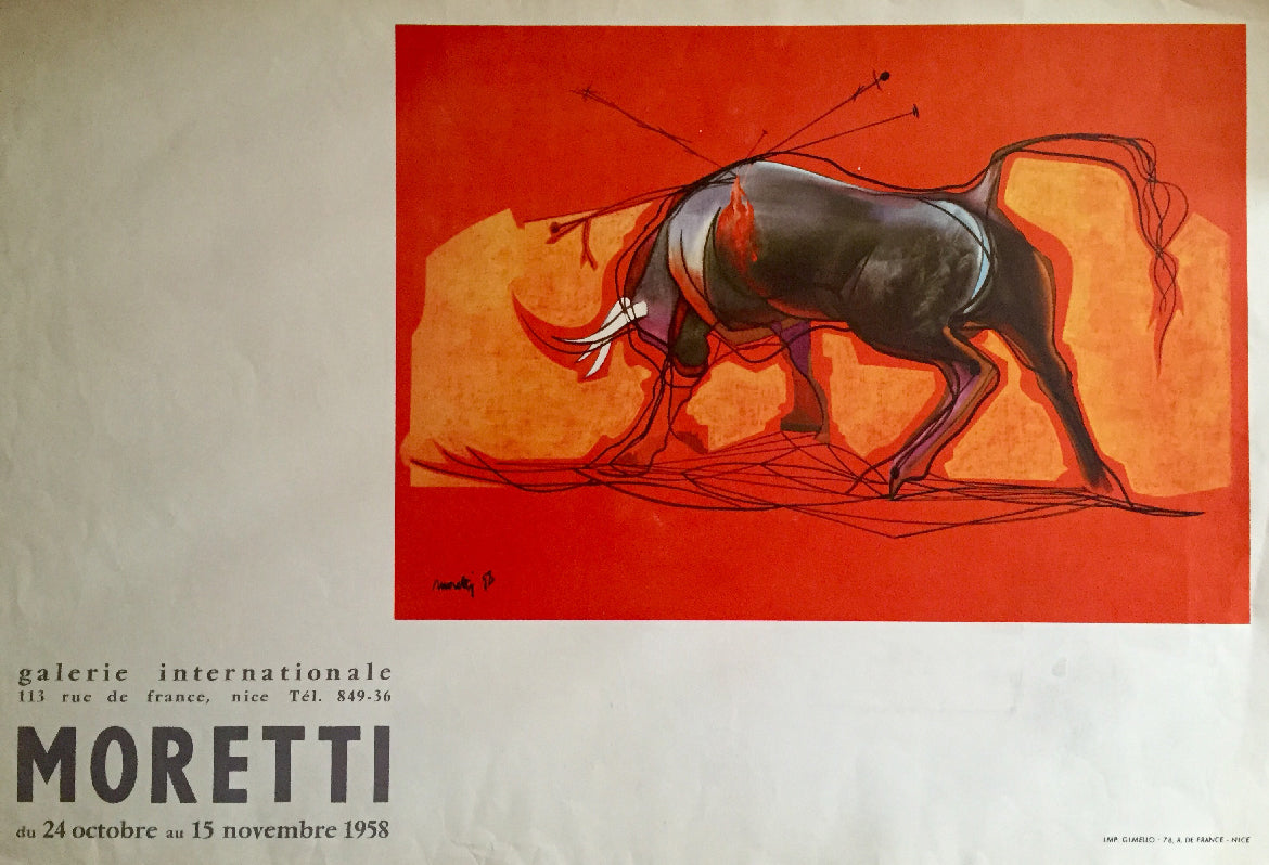 Affiche Lithographique Galerie internationale, Par Raymond Moretti, 1958