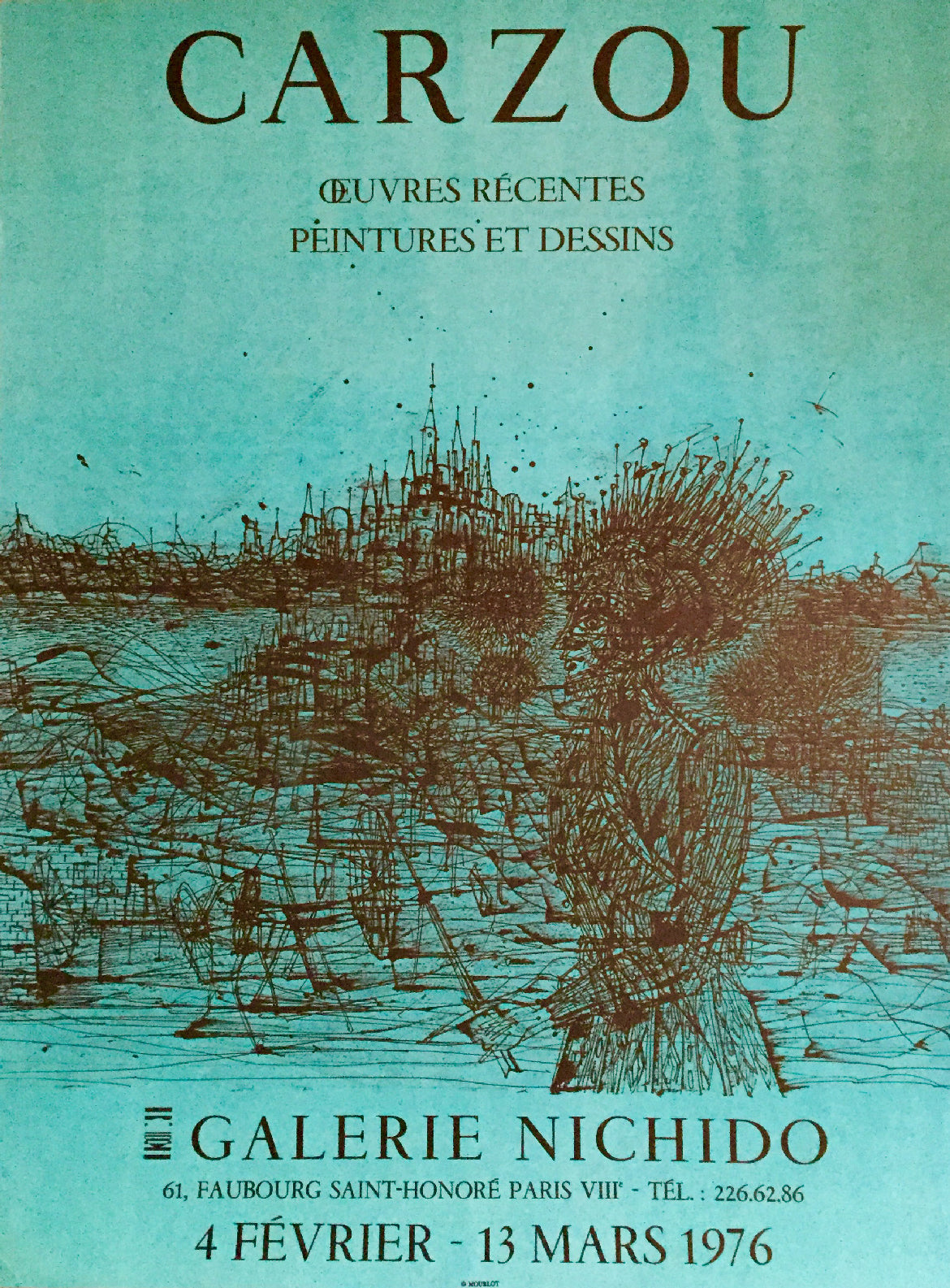 Affiche originale galerie Galerie Nichido Par Jean Carzou, 1976