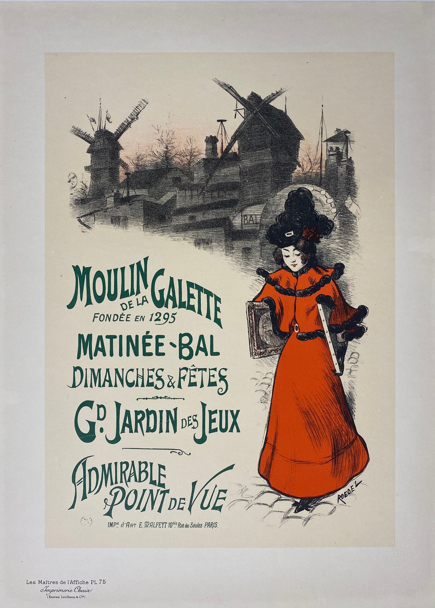 Maitre de l'affiche Planche 75 - Moulin de la Galette Par Roedel, 1897
