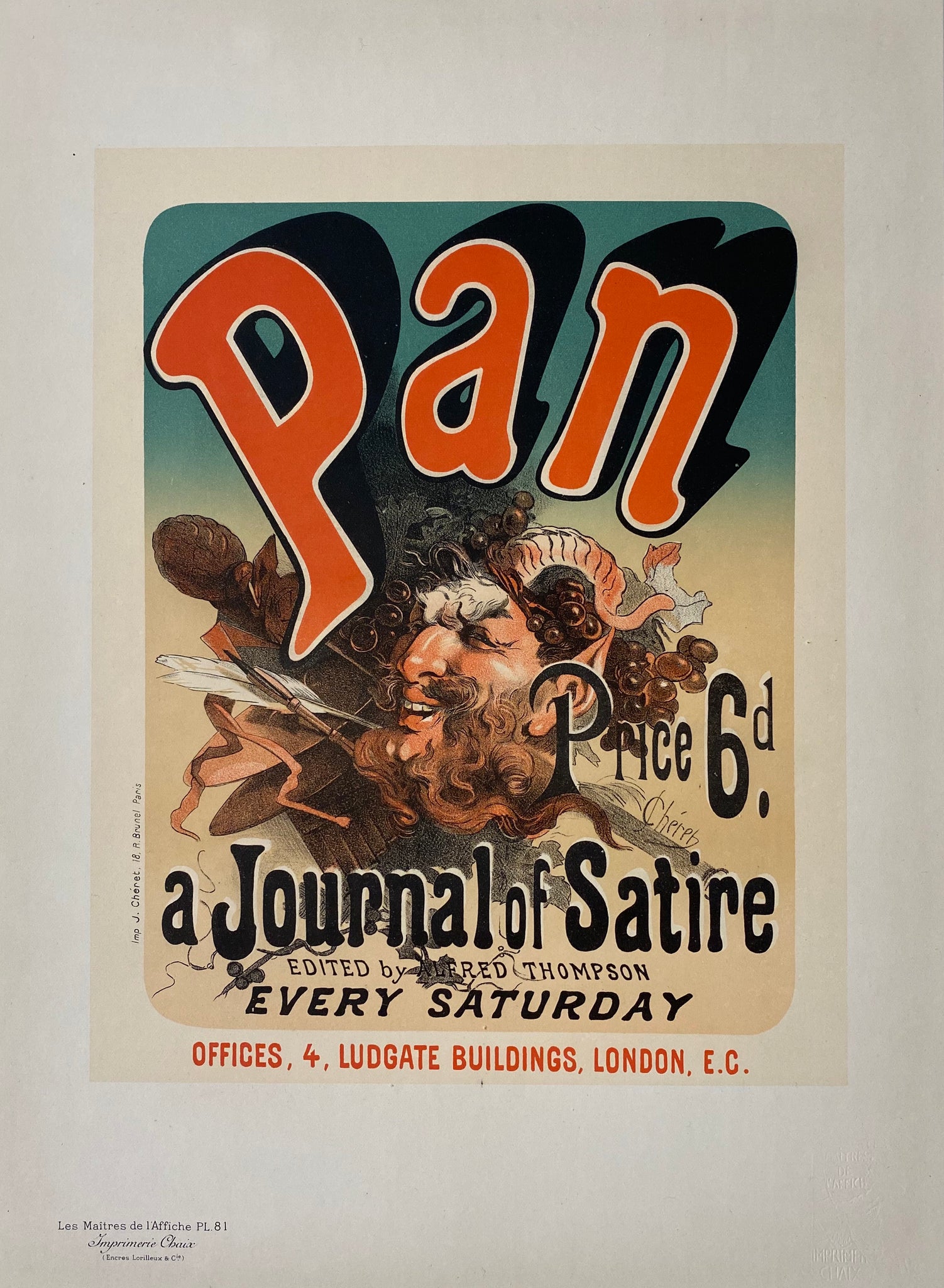 Maitre de l'affiche Planche 81 - A Journal of Satire  Par Jules Chéret, 1897