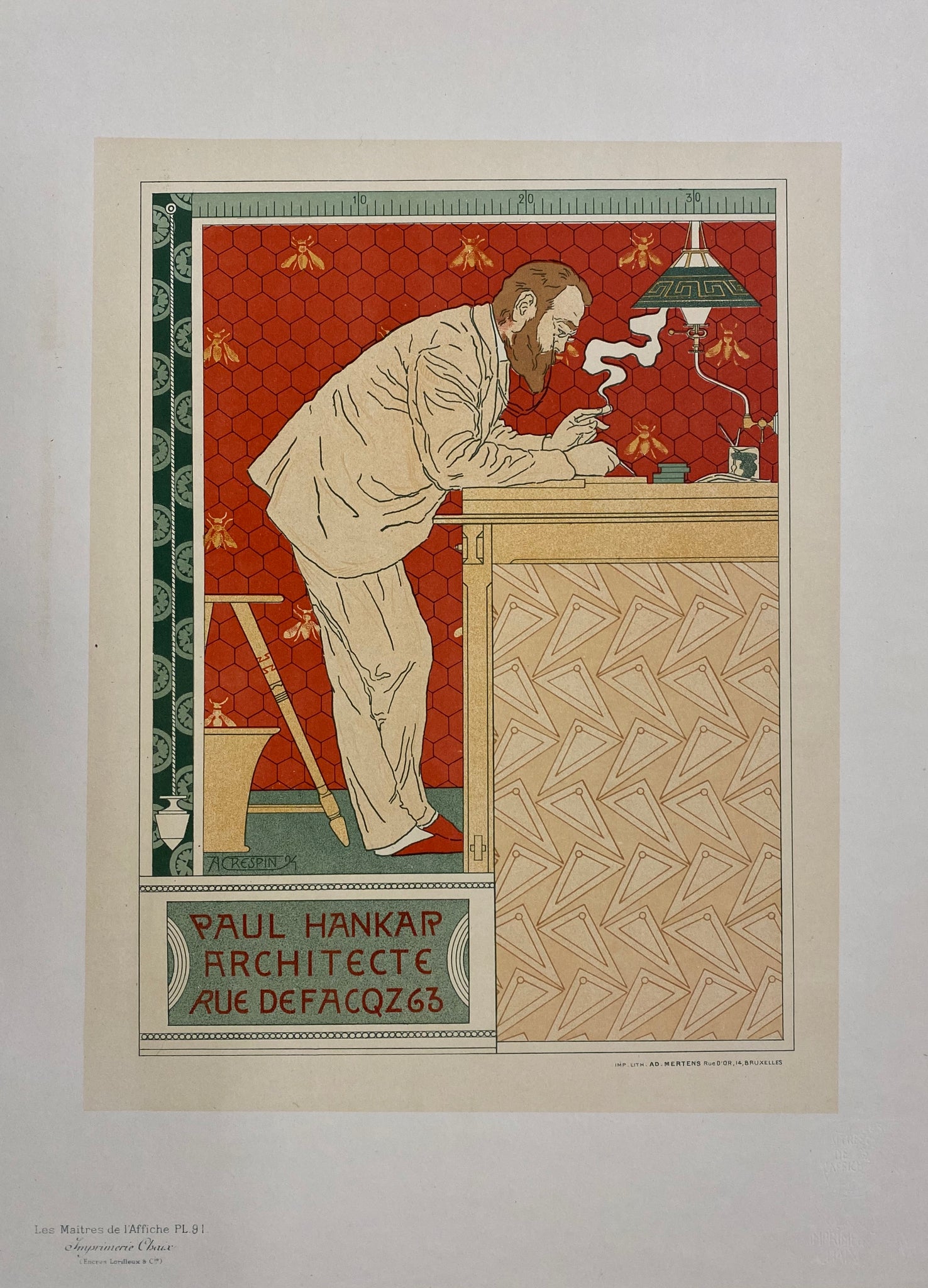 Maitre de l'affiche Planche 91 - Paul Hankar Architecte - Crespin 1897