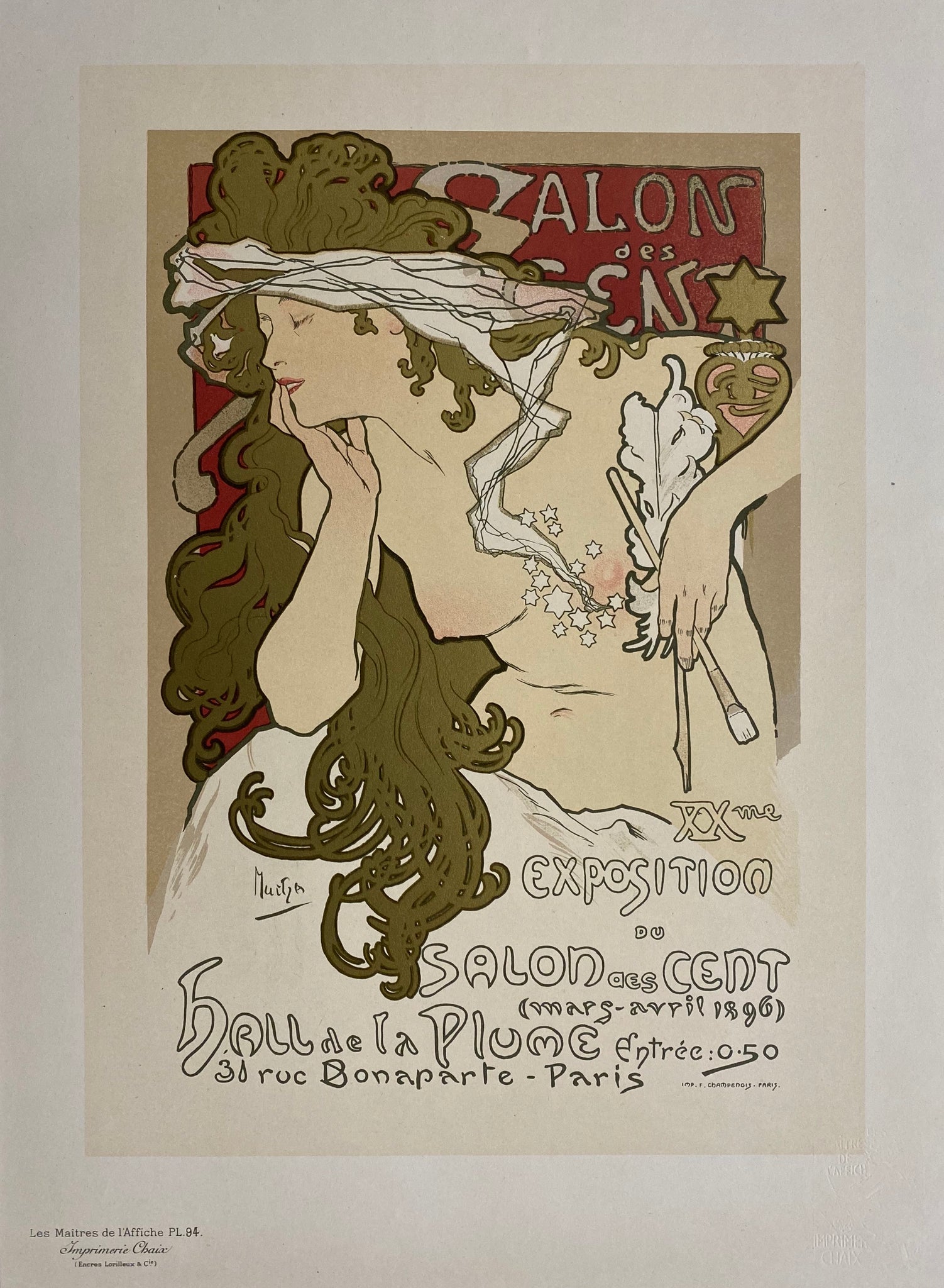 Maitre de l'affiche Planche 94 -salon des cent art nouveau Par Alphonse Mucha, 1897