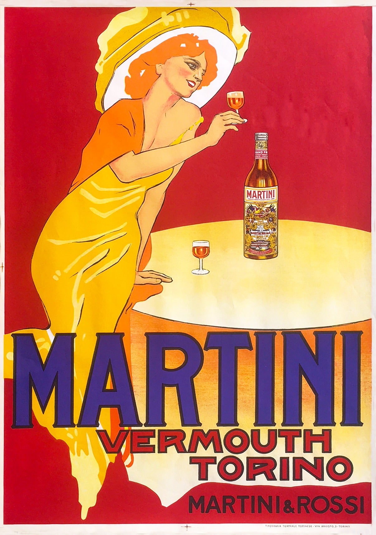 Affiche Ancienne Martini Vermouth Torino Par Marcello Dudovich, 1950