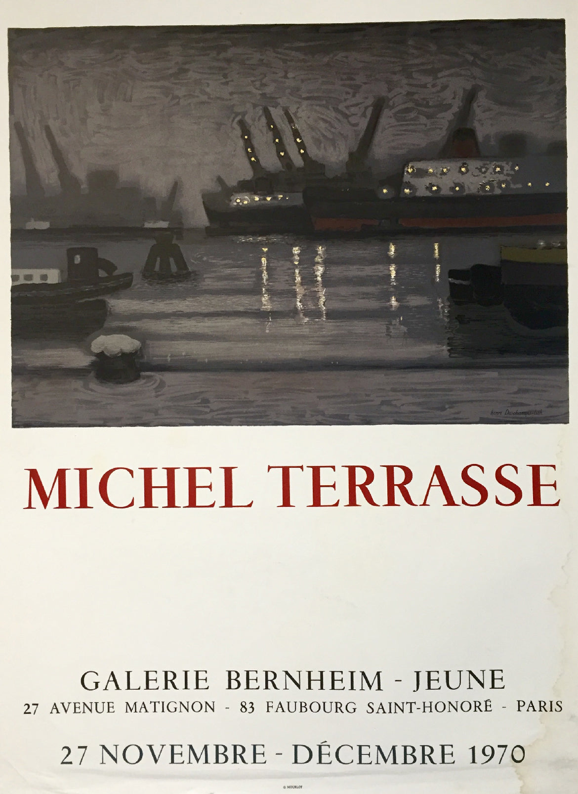 Affiche originale Galerie Bernheim Jeune  Par Michel Terrasse, 1970