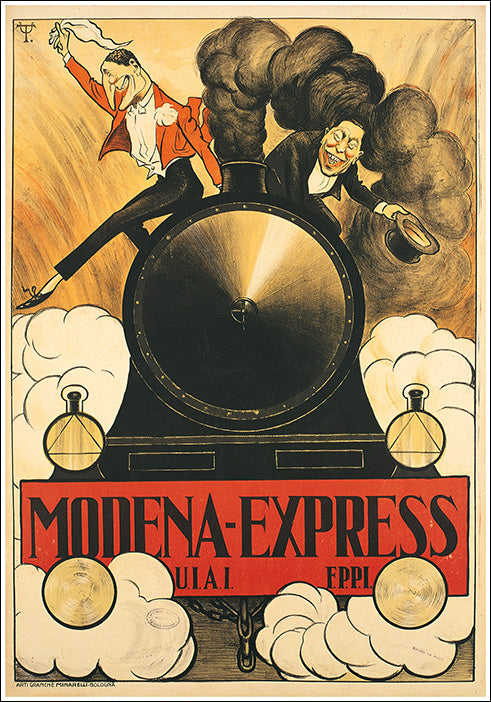 Affiche Ancienne Lithographique Modena Express  Par Umberto Tirelli, 1905