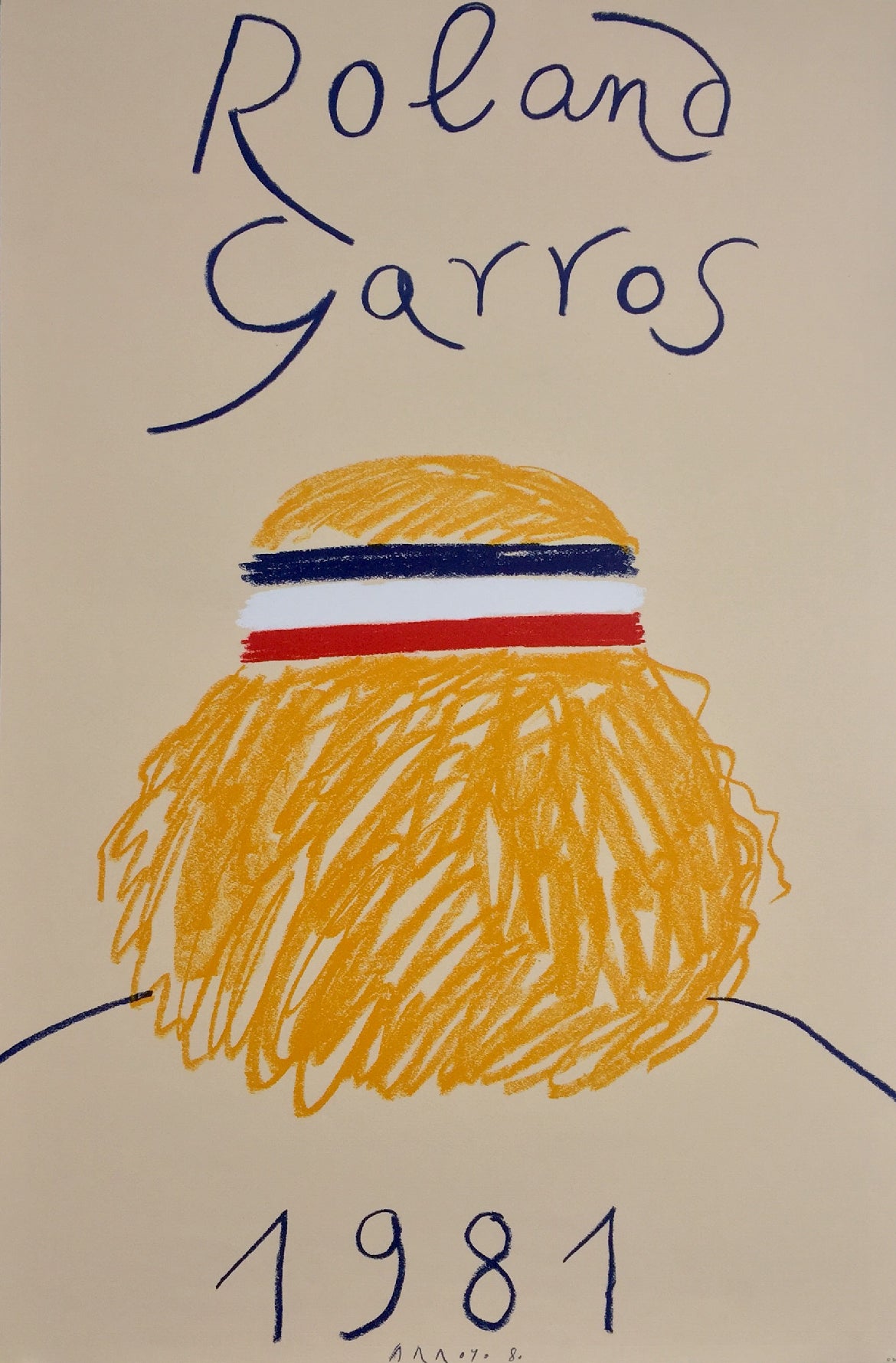 Affiche originale Roland-Garros - Björn Borg par Eduardo Arroyo, 1981