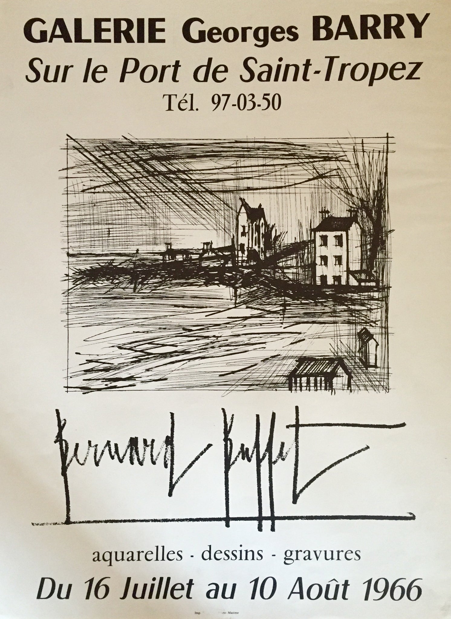 Affiche originale Galerie Georges Barry Bernard Buffet, 1966