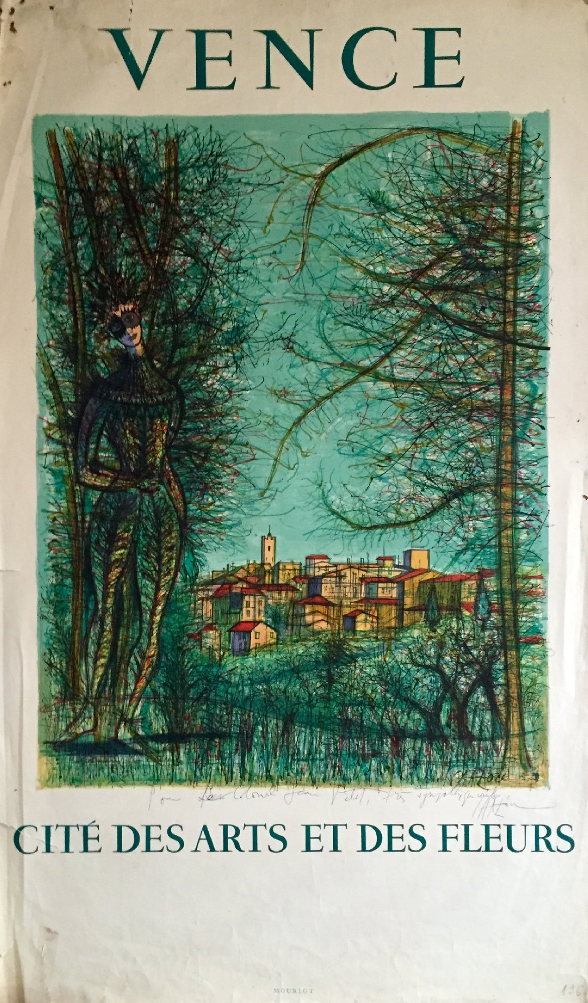 Affiche Vence, Cité des arts et des fleurs Par Jean Carzou, 1961